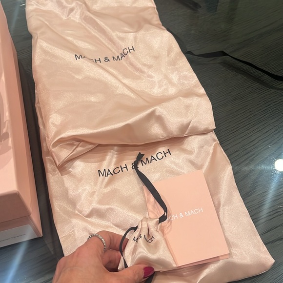 MACH & MACH Double Bow embellished satin mules